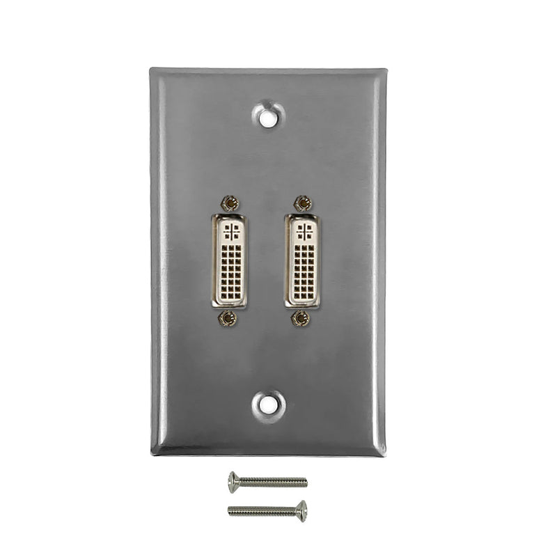 2-Port DVI Wall Plate Kit - Stainless Steel