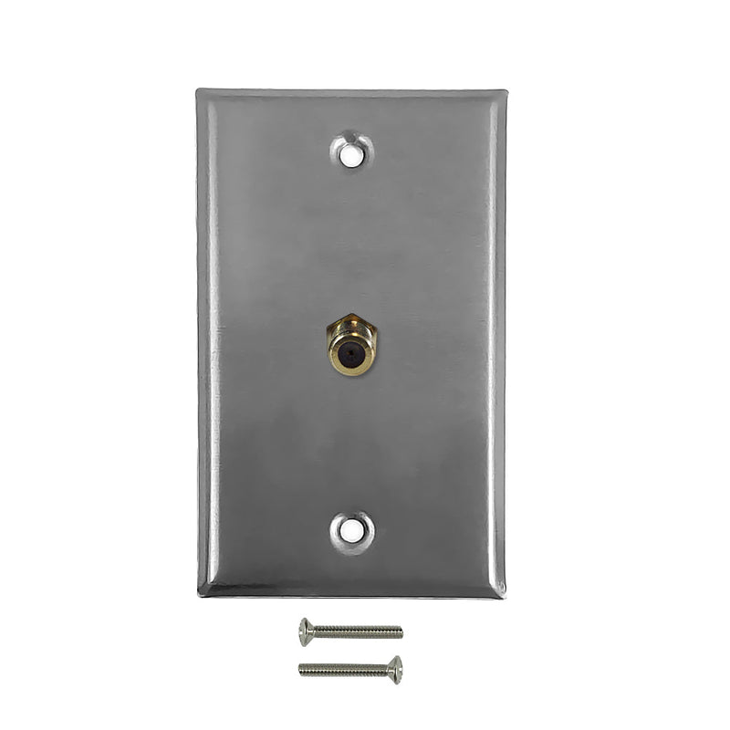 Coax F-Type Single Gang Wall Plate Kit - Stainless Steel