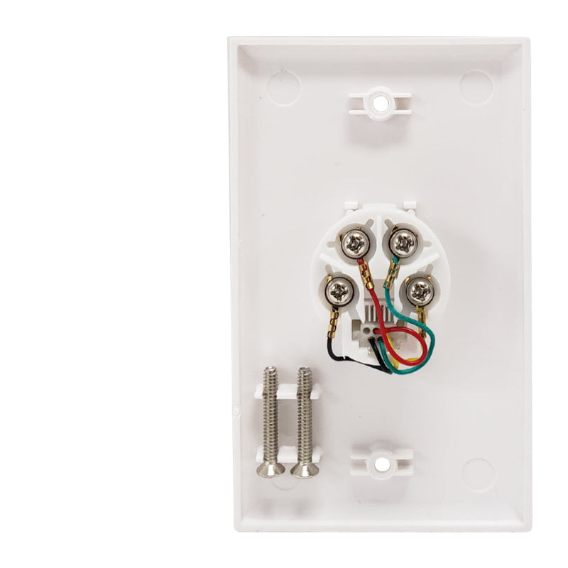 Single Gang Telephone Wall Plate 6P4C - White