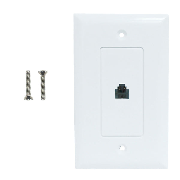 Single gang decora style telephone wall plate 6P4C - White