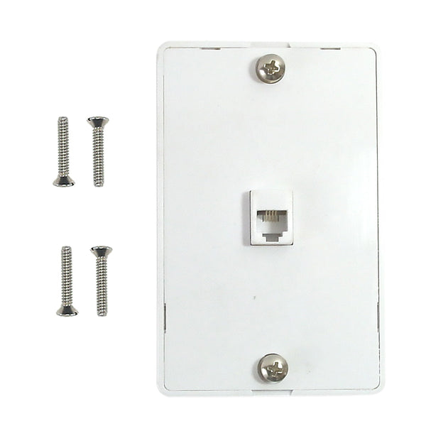 1-Port Telephone Wall Plate with Hanging Hooks Screw Terminal - White