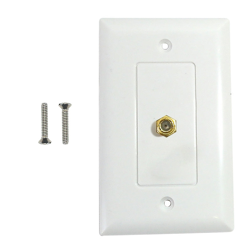 Single gang decora style coax wall plate - White