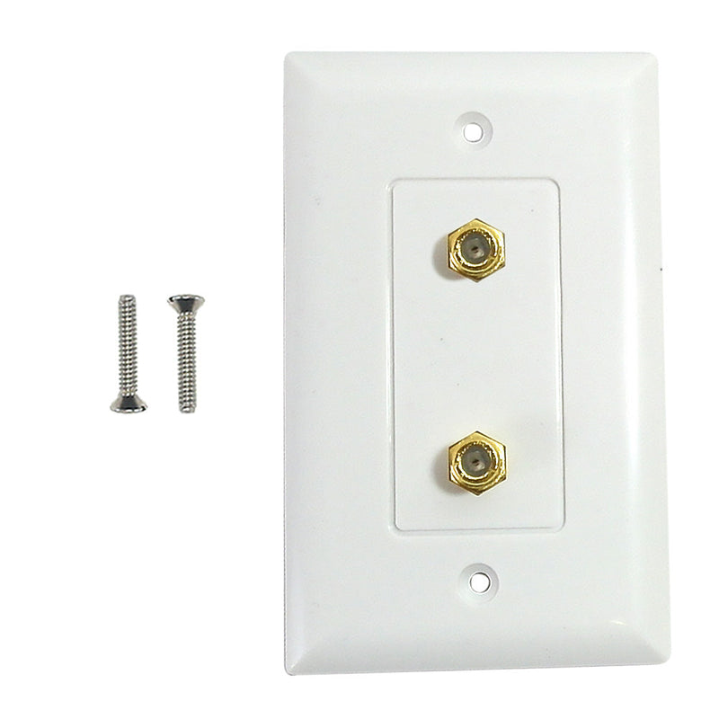 Single gang decora style 2x coax wall plate - White