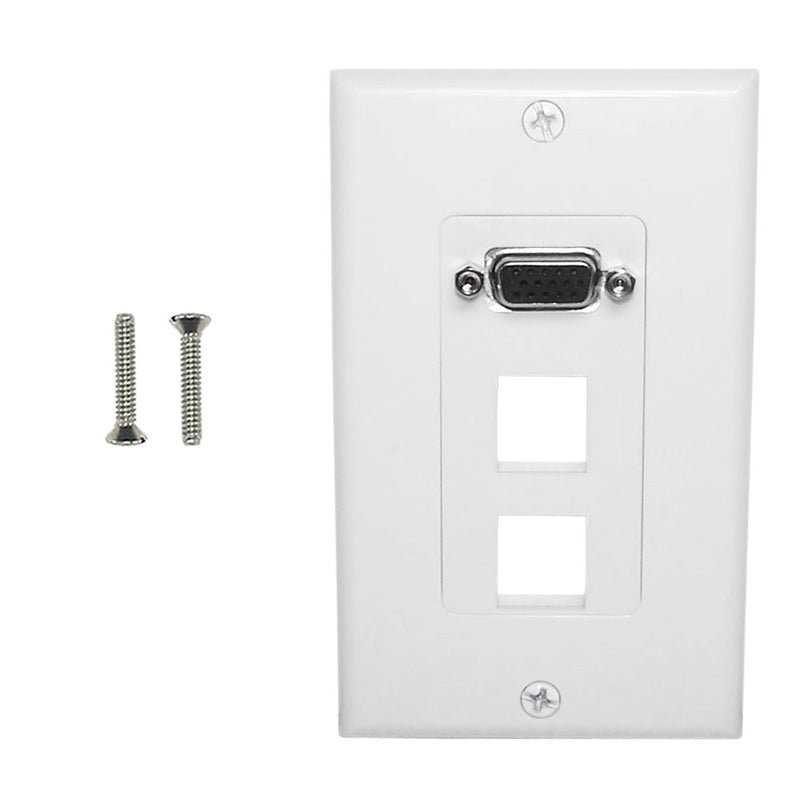 1-Port VGA Wall Plate Kit Decora White with 2x Keystone Hole