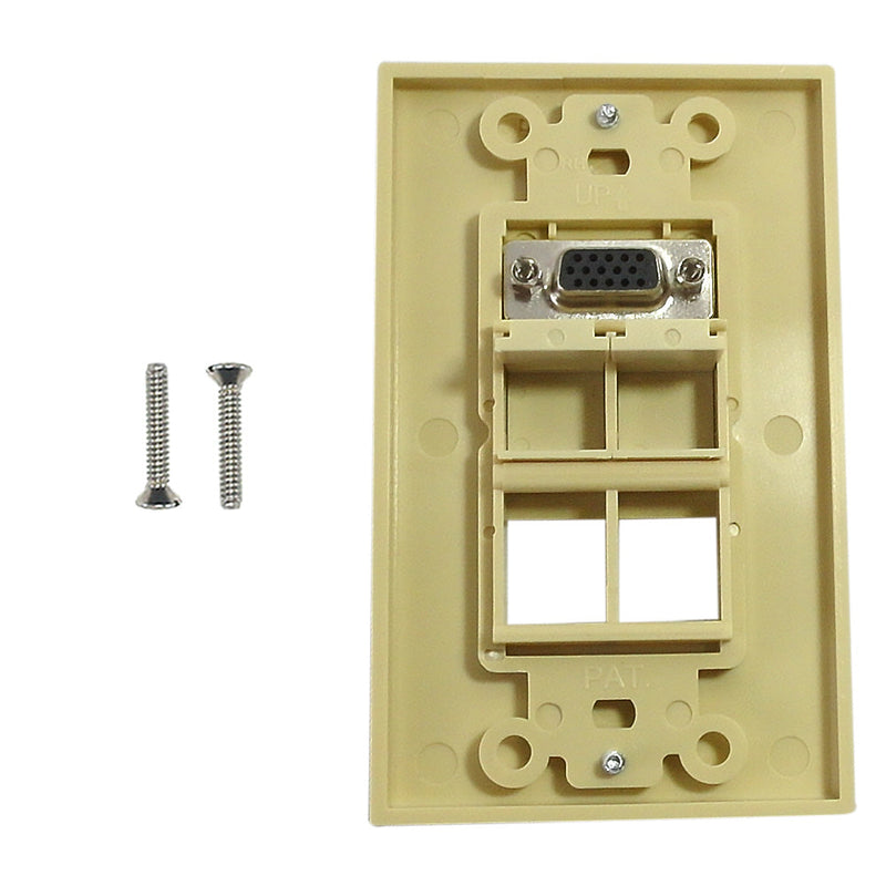 1-Port VGA Wall Plate Kit Decora Ivory with 4x Keystone inserts