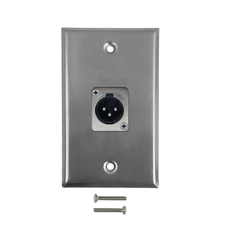 XLR 1 x Male Wall Plate Kit - Stainless Steel