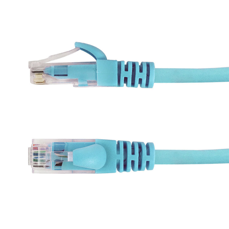 RJ45 Cat6a UTP 10GB Molded Patch Cable - Premium Fluke® Patch Cable Certified - CMR Riser Rated - Aqua
