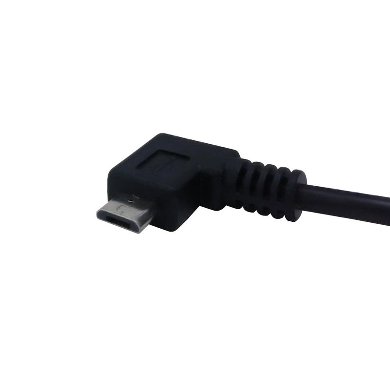 USB 2.0 A Straight Male to Micro-B Left Angle Cable - Black